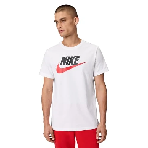 Nike Sportswear, T-Shirt Unisex-Adulto, White/Black/(University Red), L