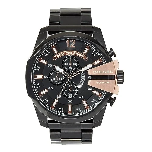 Limited-time offer: Diesel Watch for Men Mega Chief, Chronograph Movement, 51 mm Black Stainless Steel Case with a Stainless Steel Strap, DZ4309 from 253.45 £ to 253.45 £ (save 0.00%)