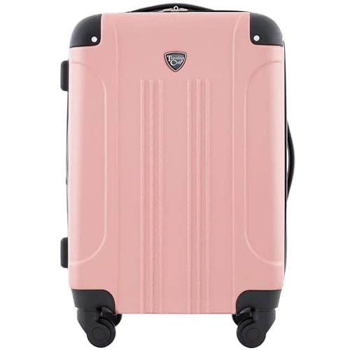 Travelers Club Sky+ Luggage Set, Rose Gold, 20" Carry-on, Chicago Hardside Expandable Spinner Luggage