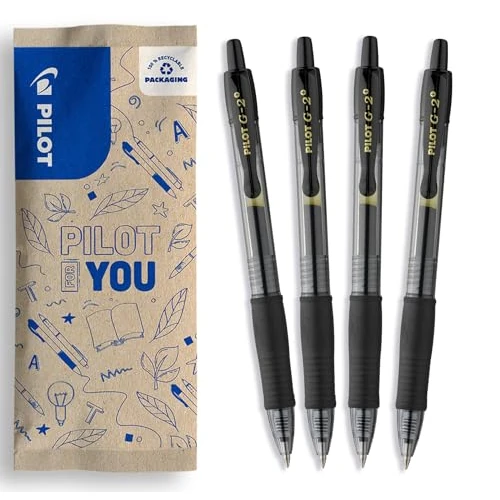 Offerta a tempo: PILOT - Set di 4 G2 Plus - Penne a Sfera con Inchiostro Gel - Retrattili e Ricaricabili - Eccellente Comfort di Scrittura - Nero - Punta Media - 15% da 8.48 € a 7.19 €