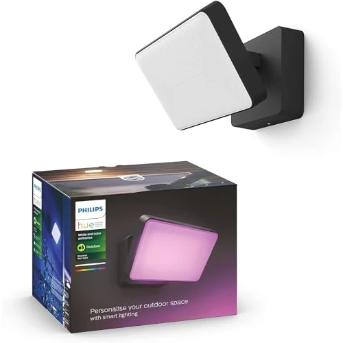 Philips Hue White and Color Ambiance Discover Proiettore da Esterno, Lampada LED Esterno 15W, Proiettore LED di Colore Nero