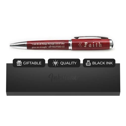 Philippians 4:13 Faith Gift Pen with Engraved Bible Verse - I Can Do All Things Through Christ Who Gives Me Strength - Christian Religious Scripture Prayer Gifts for Men Women