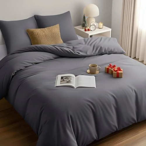 Offerta a tempo: Utopia Bedding Copripiumino Matrimoniale 240x220 - Microfibra Copripiumino 240x220cm + Federe 65x65cm - Grigio - 31% da 25.99 € a 17.98 €