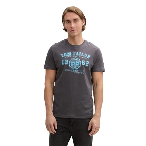 Oferta limitada: TOM TAILOR Hombre Camiseta con logotipo impreso 1008637, 10899 - Tarmac Grey, M de 9.99 € a 5.44 € (ahorro 46%)