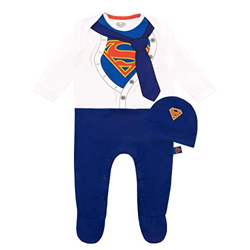 DC Comics - Dors Bien et Chapeau Ensemble - Superman - Bébé Garçon - Bleu - 9-12 Mois