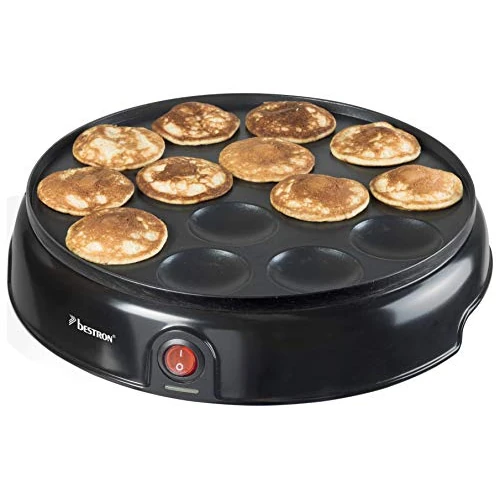 Oferta limitada: Bestron Poffertjes Maker in Retro Design, Mini Pancake Maker, con revestimiento antiadherente, Sweet Dreams, 800 W, Color: Negro de 24.99 EUR a 19.99 EUR (ahorro 20%)