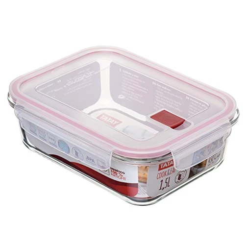 Limited offer: TATAY Glass Food Storage, Airtight, 1.5L of Capacity, Clip Lid, BPA free, Suitable Microwave, Dishwasher, Oven & Freezer. Red. Measures: 17.7 x 23x 7.6 cm from 13.00 EUR to 13.00 EUR (save 0%)