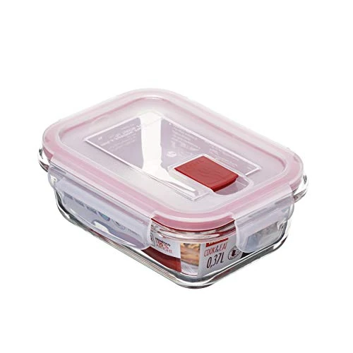 Offerta a tempo: TATAY Contenitore Vetro per Alimenti 0,37L Cook & Eat | Vetro Borosilicato | Coperchio Clip + Valvola Vapore | Adatto a microonde, forno, frigo e freezer | Senza BPA | 11,2x15,2x5,7 cm, Rosso - 8% da 8.79 € a 8.10 €