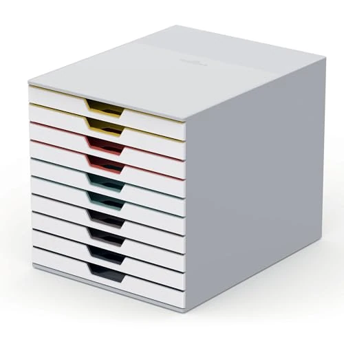 Durable 763027 Ladebox A4 (Varicolor Mix) 10 vakjes, met etiketten voor het etiketteren, veelkleurig