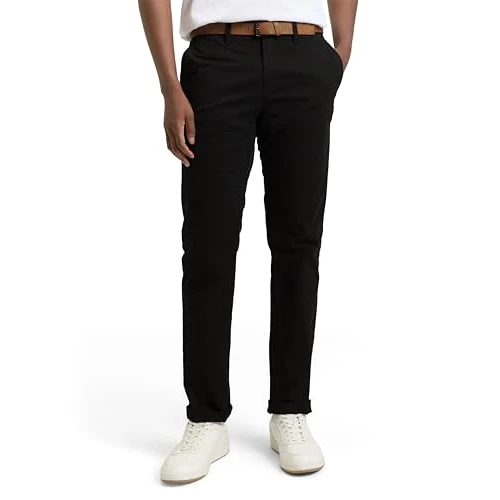 Offre limitée : TOM TAILOR Denim Hommes Pantalon chino avec ceinture 1008253, 29999 - Black, 28W / 32L de 49.99 € à 44.91 € (10% de remise)