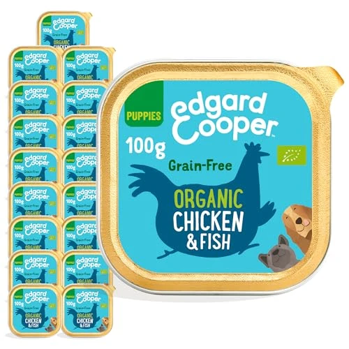 Limited-time offer: Edgard Cooper Puppy Organic Grain-Free Wet Dog Food, Organic ChickenFish 17 x 100g, Natural Dogs Food in Cup, Fresh Meat, High Protein, Hypoallergenic, No Added Sugar from 25.50 £ to 25.50 £ (save 0.00%)