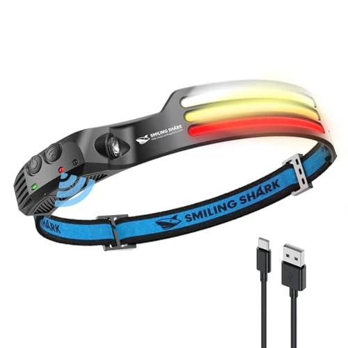 Oferta limitada: Smiling Shark Linterna Frontal, 230°Gran Angular 3* Tira de Luz LED Multicolor de la Headlight Más Brillante Recargable con Sensor Movimiento Impermeable Camping Ciclismo, Head-Lamp-LED-Cabeza-Light de 29.99 € a 29.99 € (ahorro 0.00%)