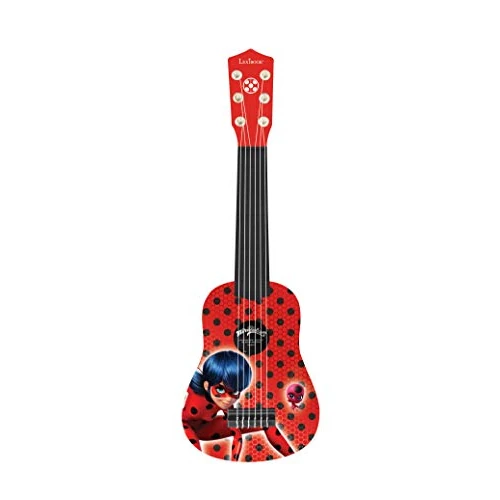 Lexibook, Miraculous Ladybug Cat Noir, My First Guitar for children, 6 nylon strings, 21" long, guide included, red, K200MI