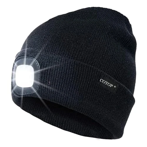 Tijdelijke aanbieding: gebreide muts met licht, unisex 4 LED warme muts verlichte handsfree muts Origineel cadeau voor vrienden Mannen en vrouwen voor nachtelijk wandelen, kamperen, fietsen van 16.00 EUR naar 16.00 EUR (korting 0%)