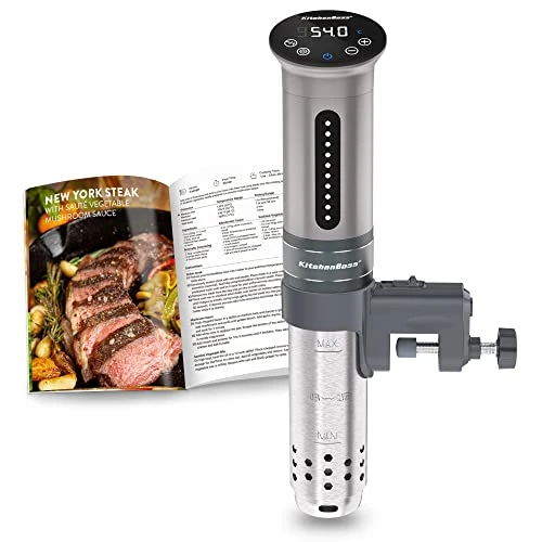 Tijdelijke aanbieding: KitchenBoss Sous Vide Roner Kitchen met lage temperatuur slow cooker professionele thermocirculator IPX7 waterdicht, timer met touchscreen, zilver van 95.20 EUR naar 95.20 EUR (korting 0%)