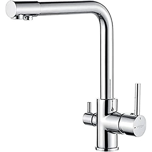 Offerta a tempo: GRIFEMA DOVER-G4003 Rubinetto Cucina 3 Vie per Sistemi Osmosi, Miscelatore Cucina Tre Vie con Beccuccio Girevole a 360 ° (G3/8 Pollici), Cromo - 0.00% da 66.99 € a 66.99 €