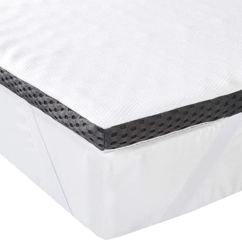 Amazon Basics Surmatelas de Mousse à Mémoire de Forme avec Sangles, 160 x 190 x 4 cm, Blanc