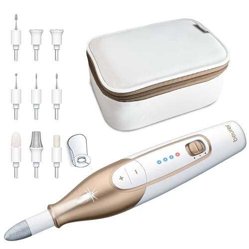 Tijdelijke aanbieding: Beurer MP 64 manicure-/pedicureset, elektrische nagelverzorgingsset met batterij, 10 opzetstukken voor nagelverzorging voor mooie handen en voeten, met ledverlichting van 67.32 € naar 67.32 € (0.00% korting)