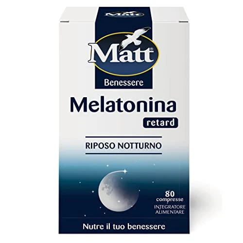Offerta a tempo: Matt, Melatonina Retard, Integratore Alimentare per il Riposo Notturno a Base di Melatonina, Utile per Favorire il Rilassamento e il Sonno, Confezione da 80 Compresse - 49% da 10.50 € a 5.34 €