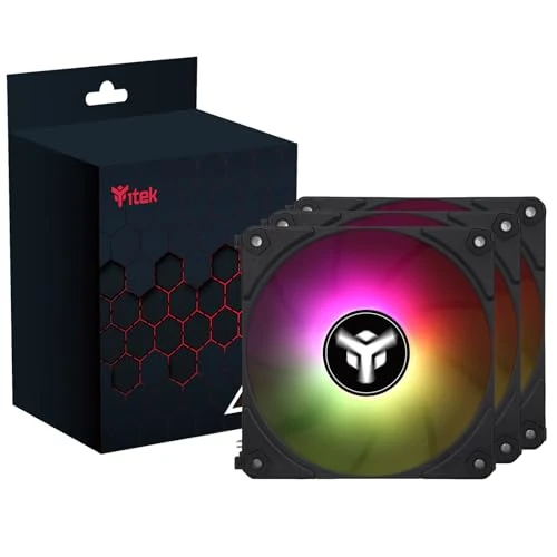 Offerta a tempo: Itek Kit 3x Ventola per case UW12 Black - 12cm, ARGB Sync 5V 3pin, 4pin PWM, Senza fili - 0.00% da 25.16 € a 25.16 €