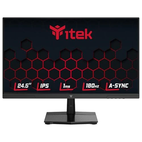 Itek Monitor GGF - 24,5" Pantalla Plana con Panel 16:9 VA, resolución FHD 1920x1080, 260Hz, 1ms, Conexiones HDMI y DP, HDR, sincronización adaptativa