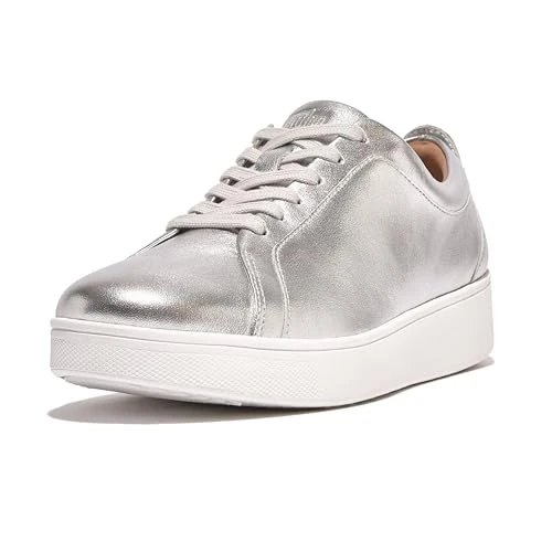 Limited-time offer: Fitflop Women's Rally Trainers - Soft Leather Tennis Sneakers - Comfortable, Lightweight with Natural Arch Support - Silver - 4 UK from 100.00 £ to 59.09 £ (save 41%)