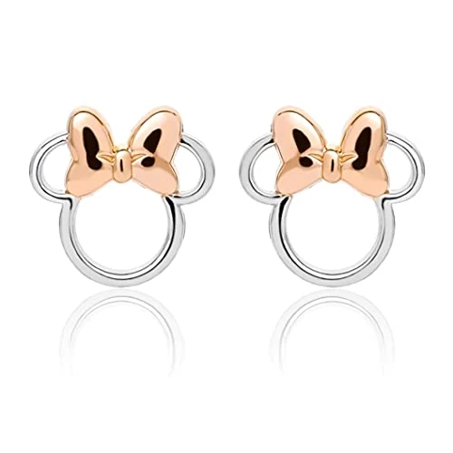 Disney Minnie Mouse Ohrstecker Silber und Roségold Sterlingsilber, Einheitsgröße, Sterling Silber