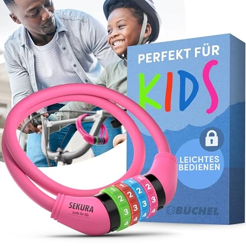 Offerta a tempo: Büchel Lucchetto per bici bambini | Colorato, senza chiave, a combinazione | Accessori bici sicuri e pratici per bambini, antifurto per biciclette | Rosa - 39% da 11.99 € a 7.31 €