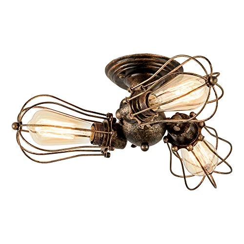 Offerta a tempo: Vintage Lampada da soffitto regolabile a gabbia con attacco metallico a montaggio semi-incassato, plafoniera rustica con montaggio semi-incassato, Lampade metalliche (senza lampadina) (con 3 - 0.00% da 53.99 € a 53.99 €
