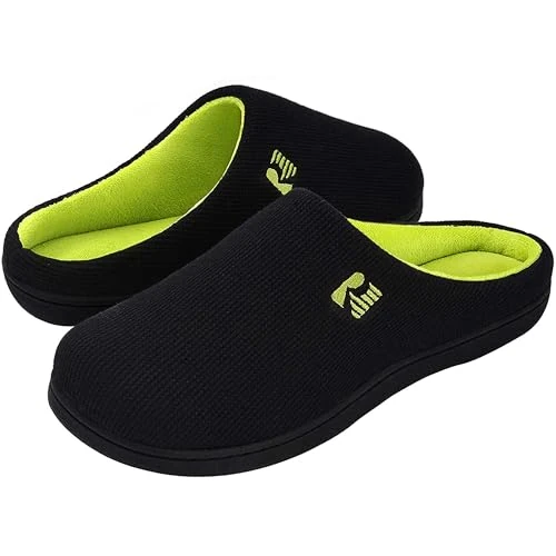 Limited-time offer: RockDove Men's Original Two-Tone Memory Foam Slipper, Size 9.5 UK Men, Black and Lime from 25.00 GBP to 17.99 GBP (save 28%)
