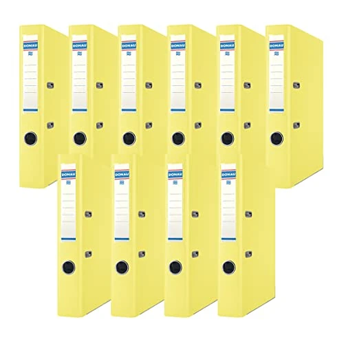 Offerta a tempo: DONAU Cartelline portadocumenti di alta qualità, formato DIN A4, 5 cm, 10 pezzi, con copertina in plastica, colore: giallo, con scanalature, colore: verde a pois - 0.00% da 23.25 € a 23.25 €
