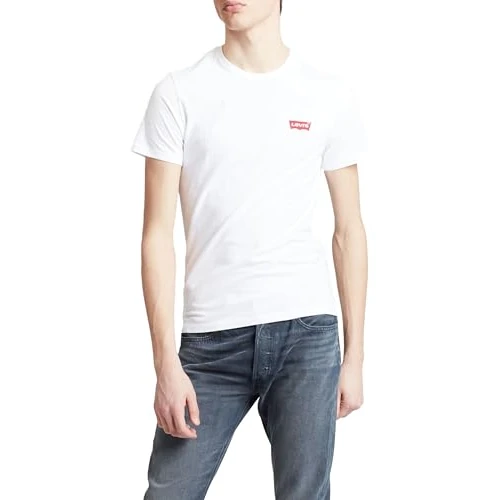 Limited-time offer: Levi's Men's 2-Pack Crewneck Graphic Tee T-Shirt, White / Mid Tone Grey Heather, XS from 34.67 GBP to 16.59 GBP (save 52%)