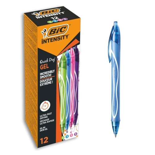 Offerta a tempo: BIC Intensity Quick Dry, Penne Gel Colorate, Punta Media 0,7mm, Colori Assortiti, 12 Unità, Penne, Cancelleria Scuola e Ufficio - 20% da 19.92 € a 15.88 €