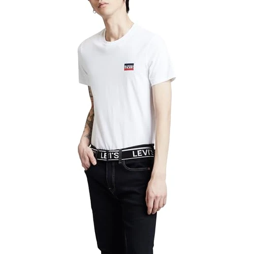 Offerta a tempo: Levi's 2-Pack Crewneck Graphic Tee, T-shirt Uomo, Multicolore ( Sportswear White/Mineral Black ), XS - 30% da 40.00 € a 27.99 €