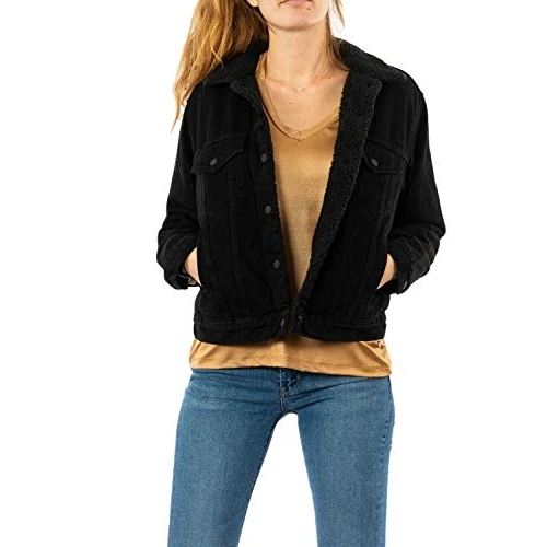 Offre limitée : Levi's Ex-Boyfriend Sherpa Trucker Veste Femme, Yes Black, S de 71.92 € à 71.92 € (0.00% de remise)