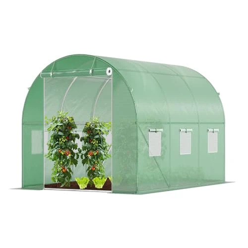 Offerta a tempo: VOUNOT® Serra da Giardino Tunnel, Struttura in Acciaio Zincato, Telo PE Anti-UV Impermeabile, Porta Avvolgibile, 6 Finestre Esterne, Serra per Orto, Piante Verde e Frutto 3x2x2m 6m², Verde - 55.0% da 199.99 € a 89.99 €