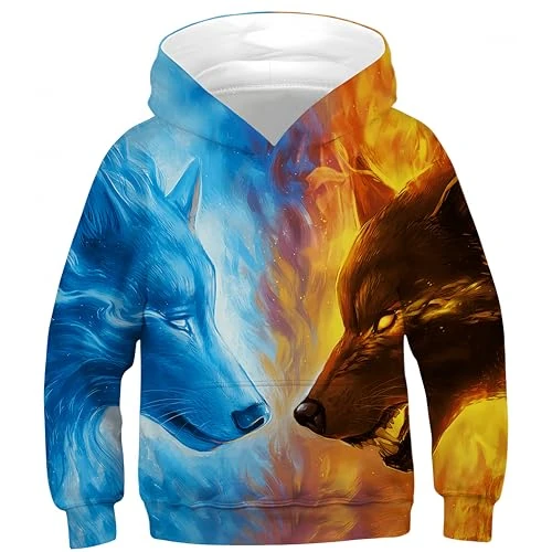 Tijdelijke aanbieding: Ocean Plus Jongens Hoodie Kleurrijke Tieners Hoodie Kinderen Lange Mouw Trui Hooded Sweatshirt Unisex Digitale Print Trui van 22.38 EUR naar 22.38 EUR (korting 0%)