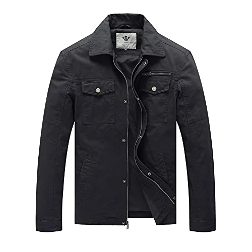 Limited-time offer: WenVen Men's Outdoor Lightweight Jacket Casual Summer Jacket with Multi Pockets Military Jacket Grey M from 49.09 GBP to 49.09 GBP (save 0%)