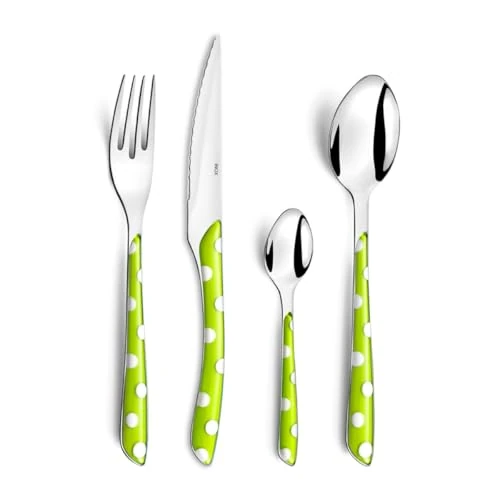 AMEFA - Bestekset met 32 tafelbestek voor 8 personen - Eclat Pois - Roestvrij staal 18/0, hoogglans afwerking - Groen