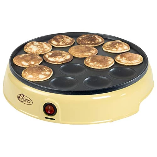 Bestron poffertjes apparaat, elektrische poffertjesplaat, antiaanbaklaag, 800W, geel