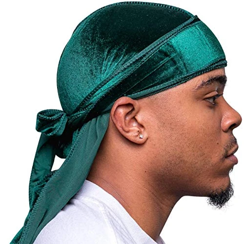 Offerta a tempo: Veeta Durag in morbido velluto, unisex, fasce lunghe doppie larghe, fodera setosa, tripla cucitura, Verde, 1 Count (Pack of 1) - 0.00% da 15.31 € a 15.31 €
