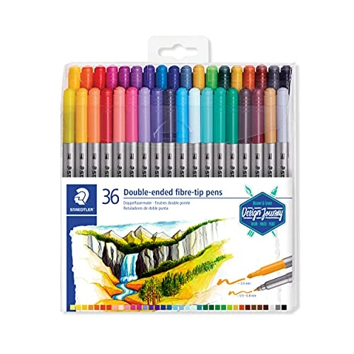 Limited-time offer: STAEDTLER 3200 TB36 Design Journey Double-Ended Fibre-Tip Pens with Thin & Wide Nibs - Assorted Colours (Pack of 36) from 15.96 GBP to 11.87 GBP (save 26%)
