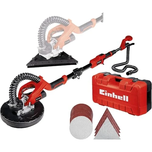 Einhell Trockenbauschleifer TE-DW 225 X (750 W, wechselbarer Schleifteller, Bürstenkranz gefedert, bis 165 cm Teleskop-Stiel, inkl. Schleifscheiben + Gitterleinen im Koffer)