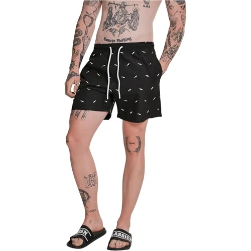Zeitlich begrenztes Angebot: Urban Classics Herren Badehose Embroidery Swim Shorts, Badeshorts mit Miniatur-Stickereien, schnelltrocknend, Shark/Black/White, XXL von 29.90 € auf 28.24 € (6% Rabatt)