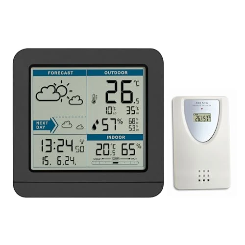 Tijdelijke aanbieding: TFA Dostmann Draadloze weerstation Sky, 35.1152.01, voor ruimteklimaatbewaking, buitentemperatuur, weersverwachting, tijd en datum, alarm met snooze functie, zwart, (L) 123 x (B) 52 x (H) 117 mm van 46.99 EUR naar 46.99 EUR (korting 0%)