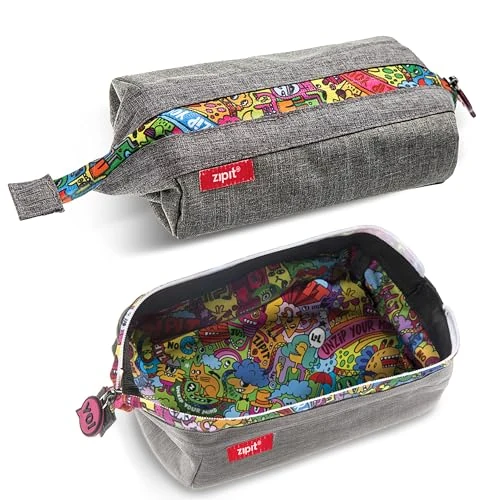 Limited-time offer: ZIPIT Lenny Pencil Case, Large Capacity Zipper Pouch for School, Stationery Bag for Teen Girls Boys and Adults, Grey from 11.99 £ to 11.99 £ (save 0.00%)