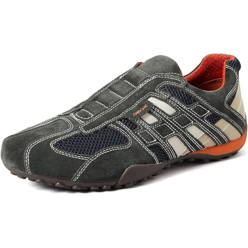 Geox Uomo Snake L, Zapatillas para Hombre, Gris (Dk Grey/Off White), 48 EU