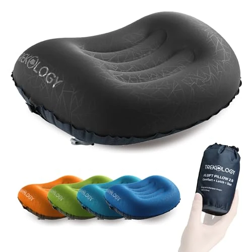 Zeitlich begrenztes Angebot: TREKOLOGY ALUFT 2.0 Aufblasbares Kopfkissen – Ultraleichtes Campingkissen (≈110 g), kompakt 12,7×5 cm, ergonomisch für Nacken & Lenden – Camping/Backpacking von 19.99 € auf 19.99 € (0.00% Rabatt)
