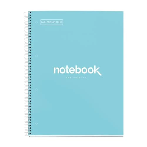 Offerta a tempo: Miquelrius - Quaderno A4, Notebook Emotions, 80 Fogli da 90 g/m², Righe Orizzontali 7 mm, 1 Striscia di Colore, Spirale Microforata, Taccuino a Righe, Copertina Extra Rigida, 4 Fori, Azzurro Cielo - 0.00% da 3.98 € a 3.98 €