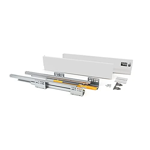 Offerta a tempo: Emuca - Kit cassetto cucina o bagno con guide ad estrazione totale e chiusura soft, altezza 105mm e profondità 400mm, Bianco - 0.00% da 37.78 € a 37.78 €